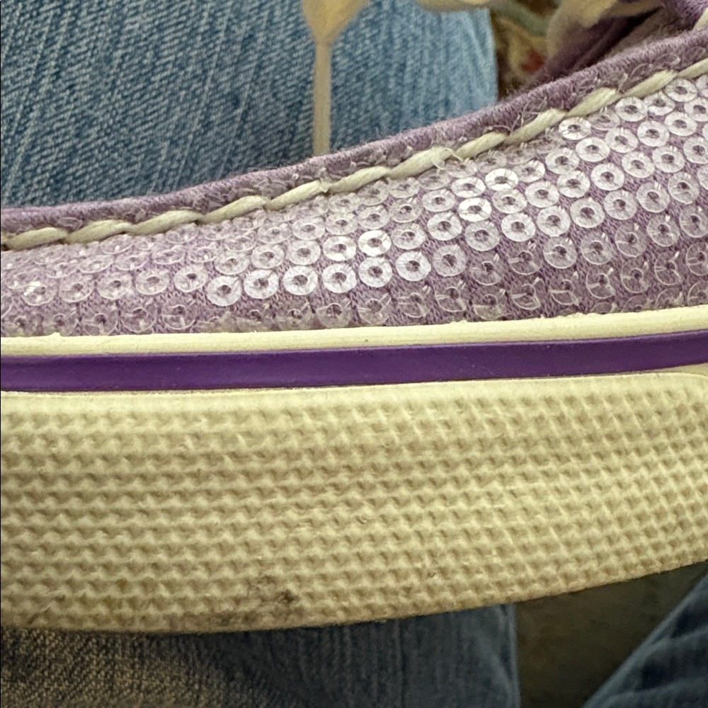 Sperry Women's Top-Sider Purple Lavender Sequin Lace Up Boat Shoes 9 - Picture 10 of 12